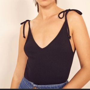 Reformation Amelia Ribbed Tie Strap Tank